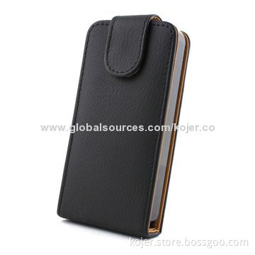 PU Leather Mobile Phone Case for iPhone 4/4S with Magnetic Flap, OEM Orders Welcomed